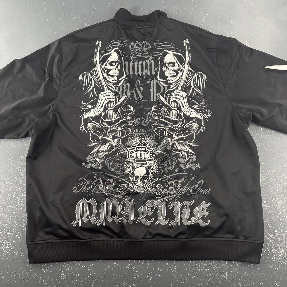 MMA Elite Jacket Mens 2XL XXL Black Sip Thru Grim Reaper AOP Zip Thru Flaws